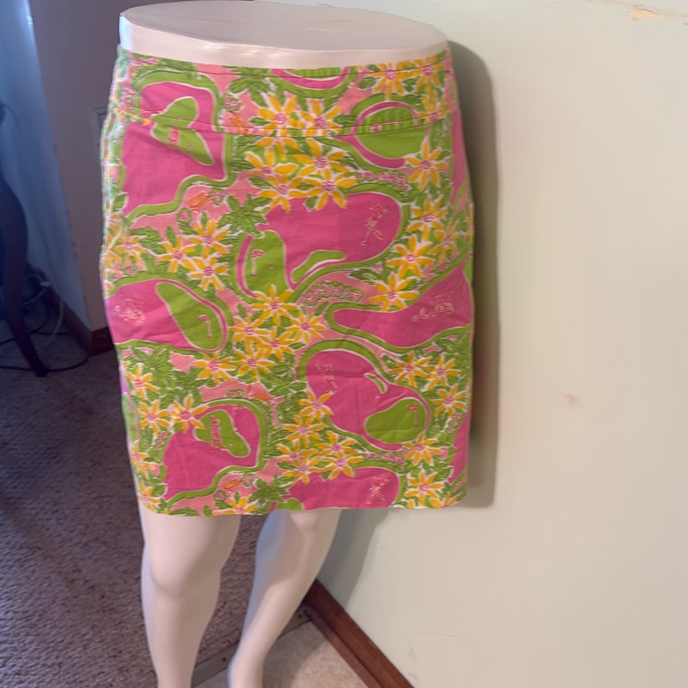 Lilly Pulitzer Pink and Green Floral A-Line Skort